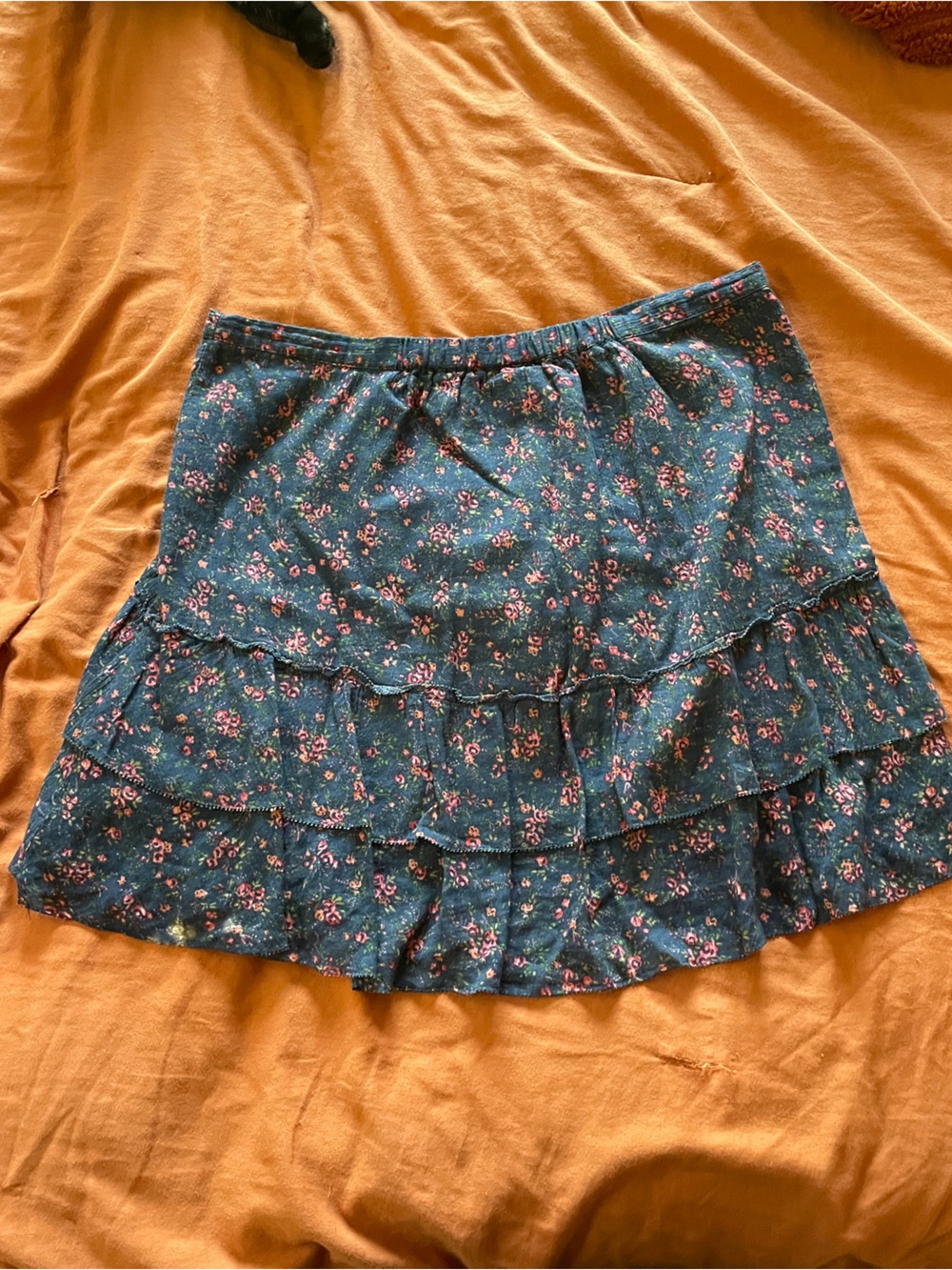 H&M Navy Smocked Floral Tube Top with Pink Accents